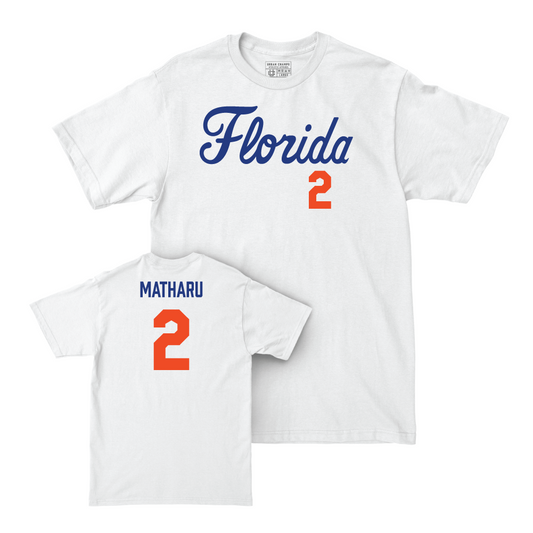 Florida Women's Basketball White Script Comfort Colors Tee - Aliyah Matharu Small