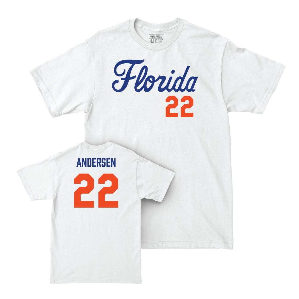 Florida Men's Basketball White Script Comfort Colors Tee - Bennett Andersen Small