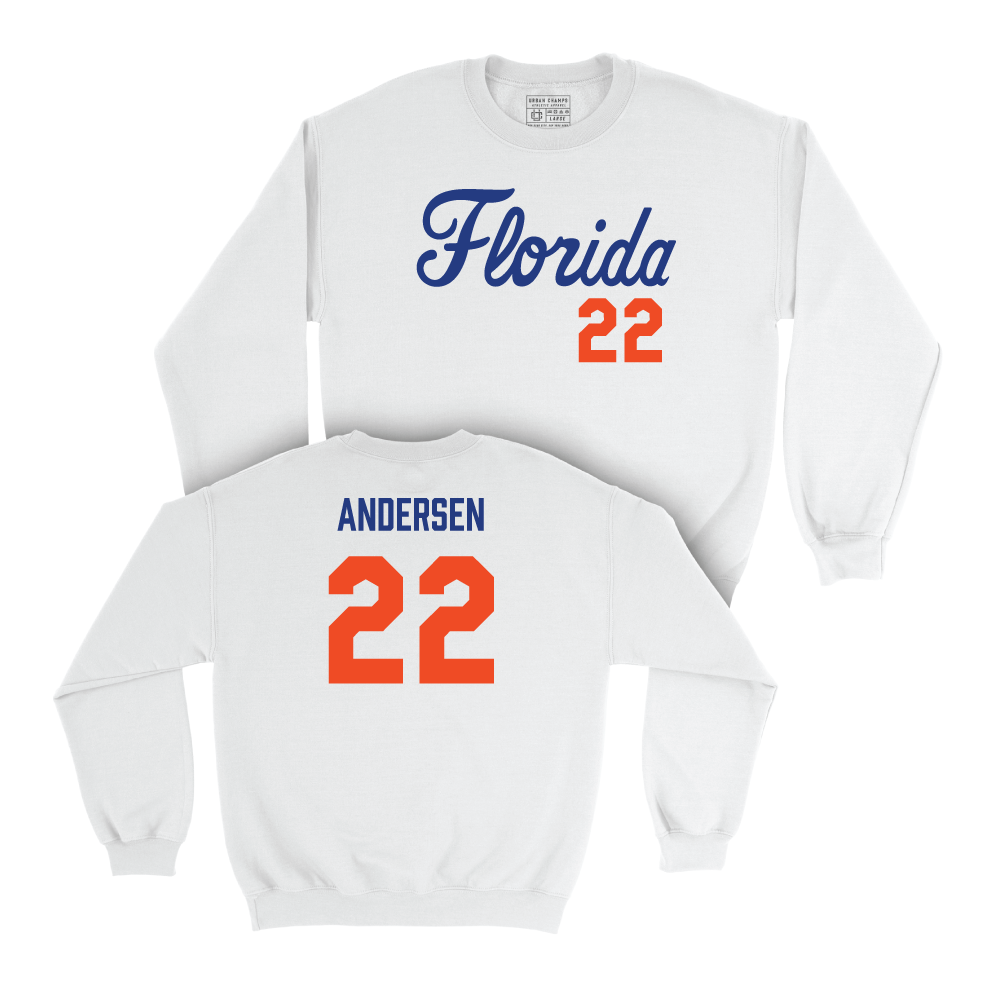 Florida Men's Basketball White Script Crew - Bennett Andersen Small