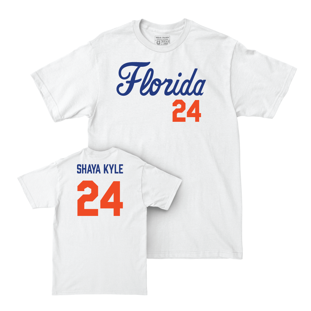 Florida Women's Basketball White Script Comfort Colors Tee - Ra Shaya Kyle Small