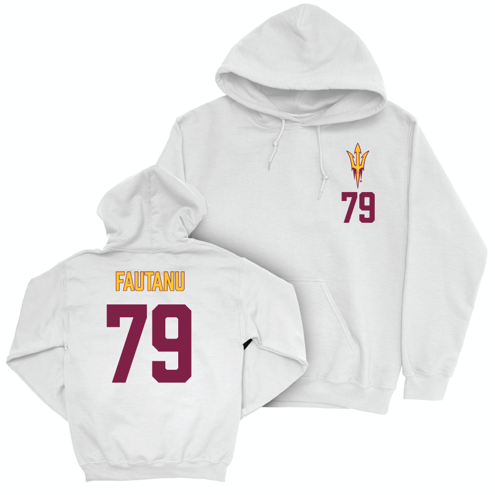 Arizona State Football White Logo Hoodie  - Leif Fautanu