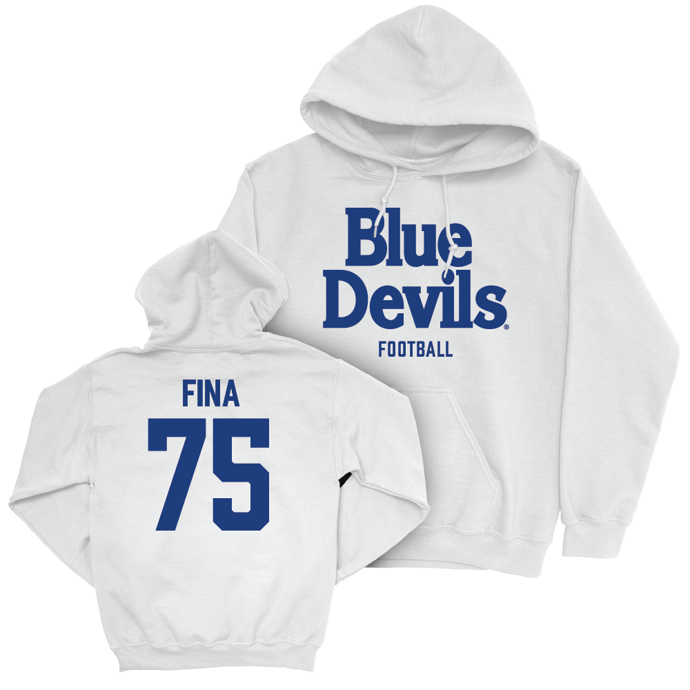 Duke Football White Blue Devils Hoodie - Bruno Fina