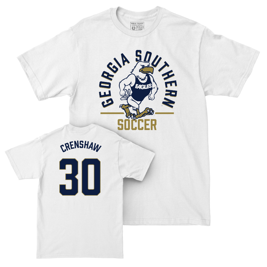 Georgia Southern Women's Soccer White Classic Comfort Colors Tee - Ansleigh Crenshaw Youth Small