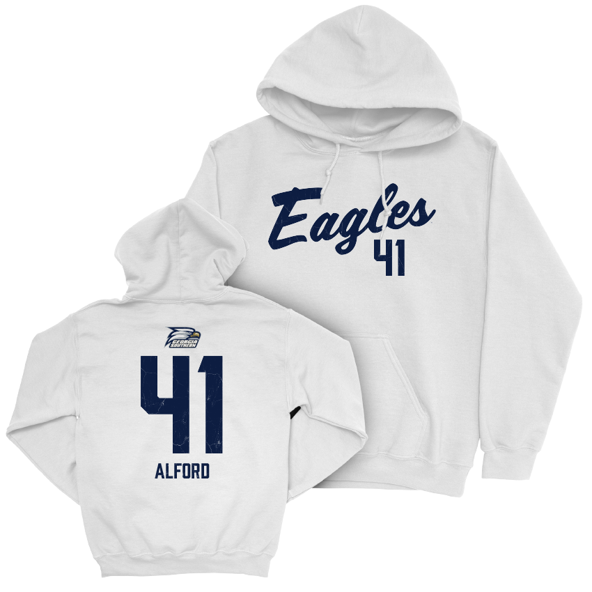 Georgia Southern Football White Script Hoodie - Brandon Alford Youth Small