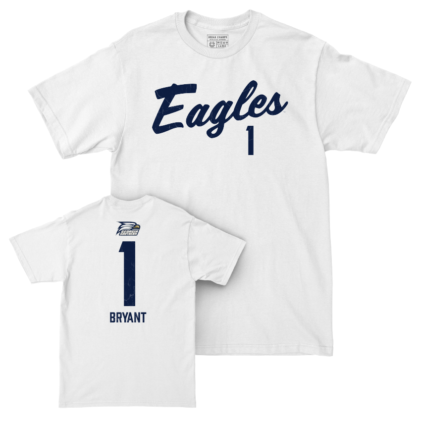 Georgia Southern Men's Basketball White Script Comfort Colors Tee - Cam Bryant Youth Small