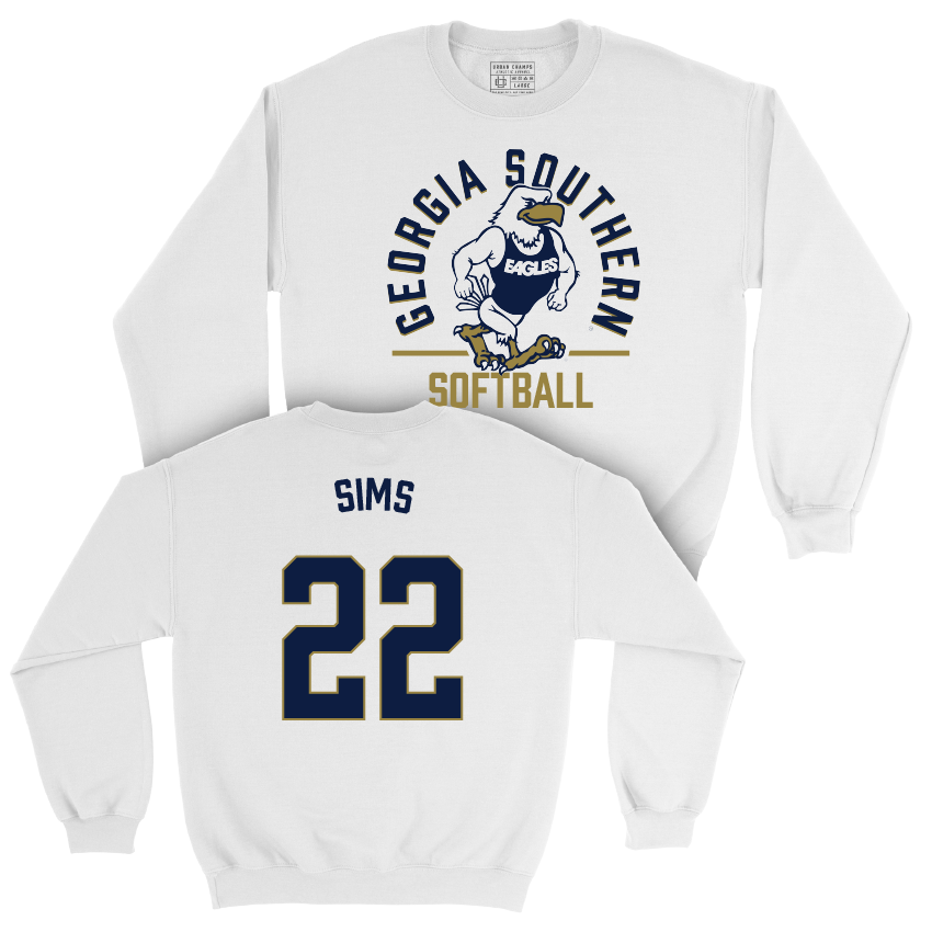 Georgia Southern Softball White Classic Crew - Dixiana Sims Youth Small