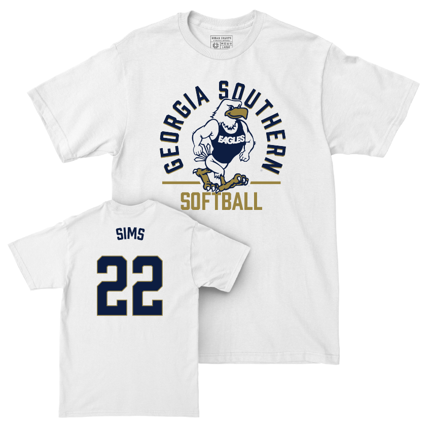 Georgia Southern Softball White Classic Comfort Colors Tee - Dixiana Sims Youth Small