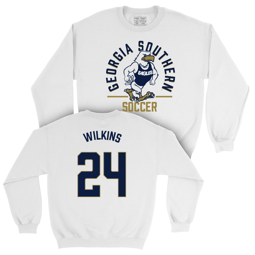 Georgia Southern Women's Soccer White Classic Crew - Erin Wilkins Youth Small