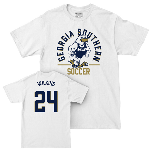 Georgia Southern Women's Soccer White Classic Comfort Colors Tee - Erin Wilkins Youth Small