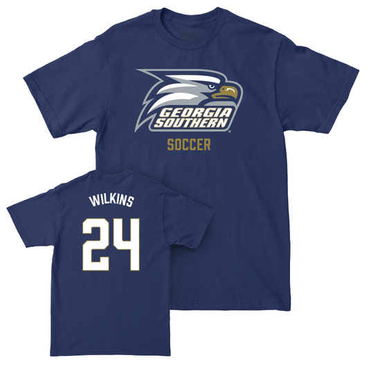 Georgia Southern Women's Soccer Navy Staple Tee - Erin Wilkins Youth Small