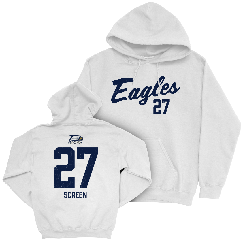 Georgia Southern Football White Script Hoodie - Isaiah Screen Youth Small