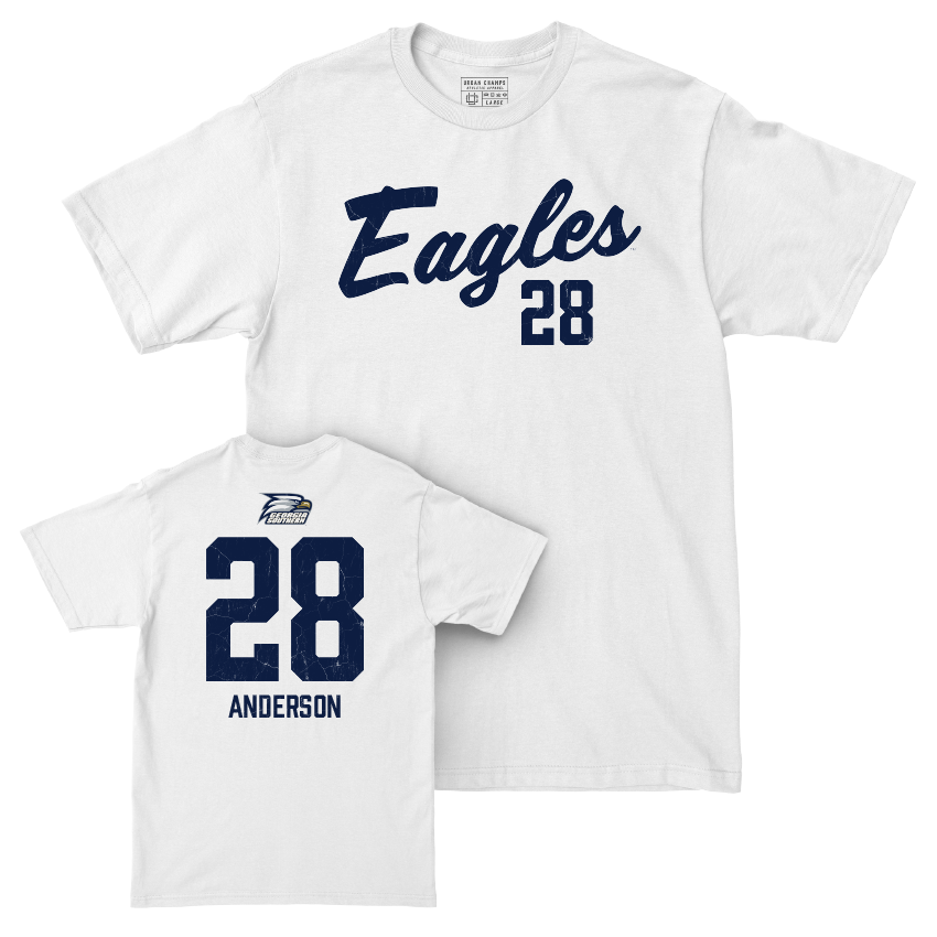 Georgia Southern Football White Script Comfort Colors Tee - J’Shawn Anderson Youth Small