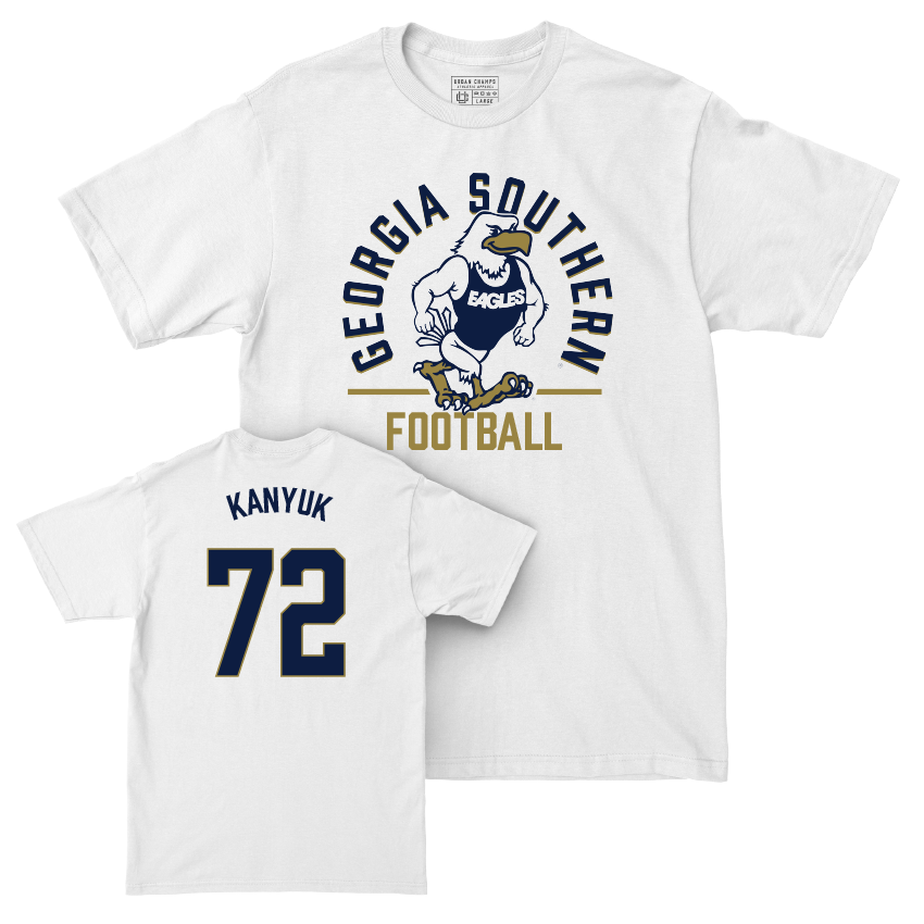 Georgia Southern Football White Classic Comfort Colors Tee - Justin Kanyuk Youth Small