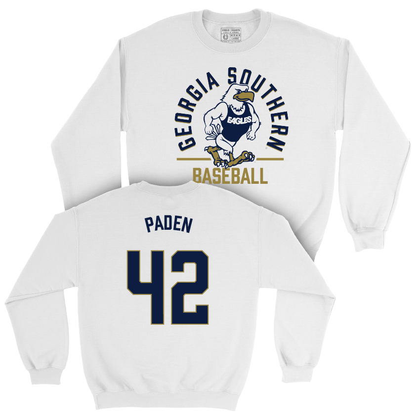 Georgia Southern Baseball White Classic Crew - Jaylen Paden Youth Small