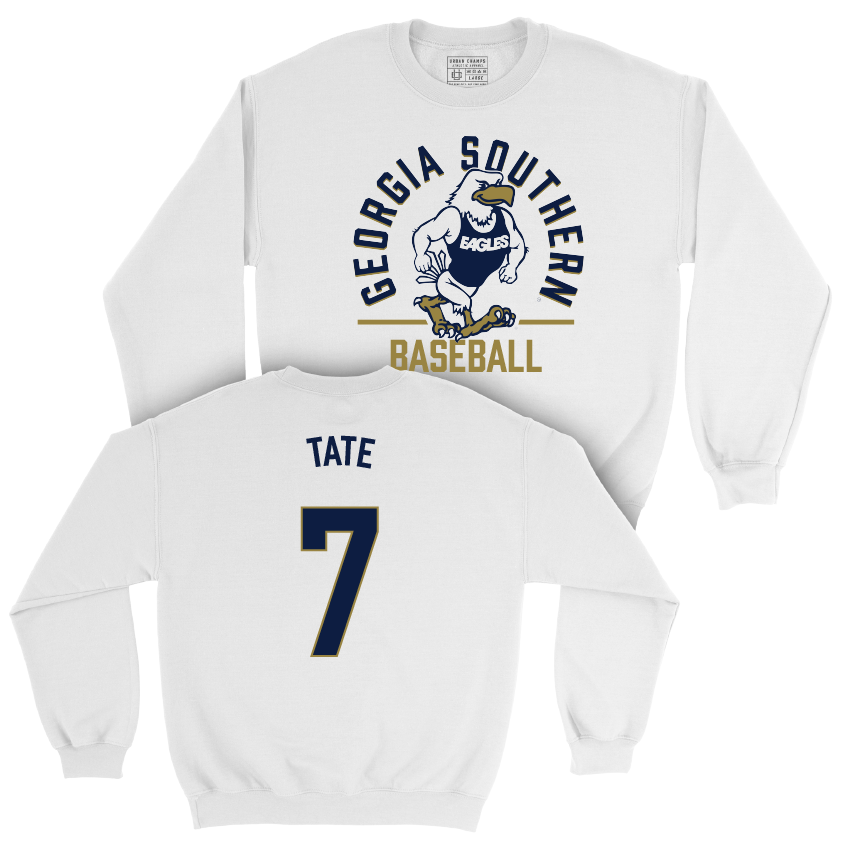 Georgia Southern Baseball White Classic Crew - Josh Tate Youth Small