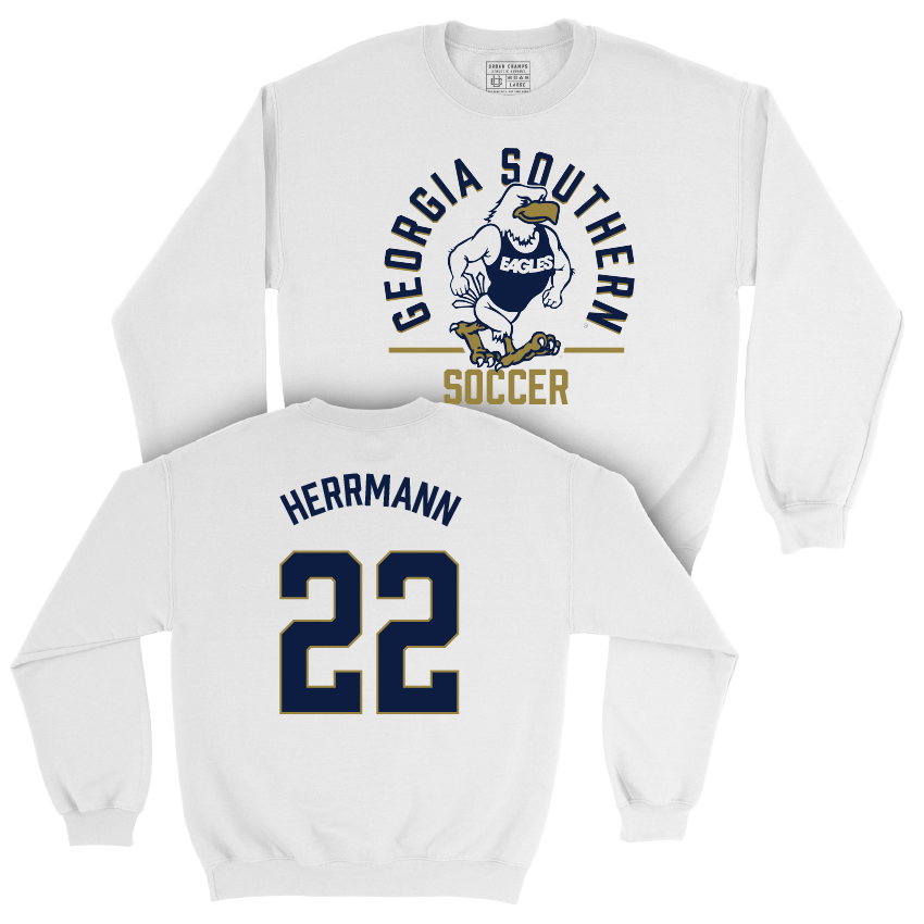 Georgia Southern Men's Soccer White Classic Crew - Konnor Herrmann Youth Small