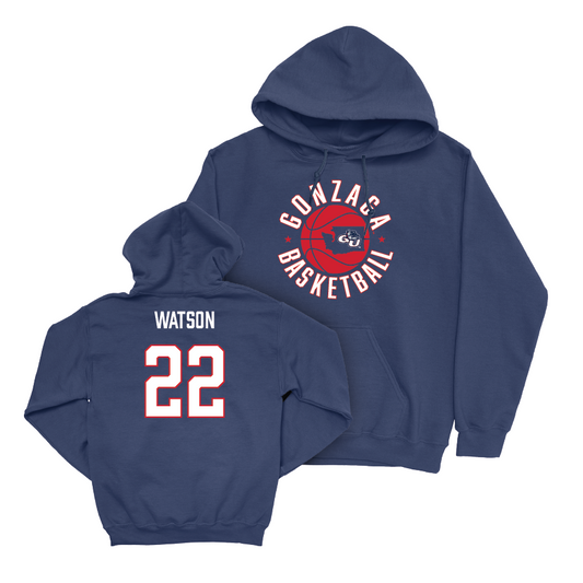 Gonzaga Men's Basketball Navy Hardwood Hoodie - Anton Watson Small