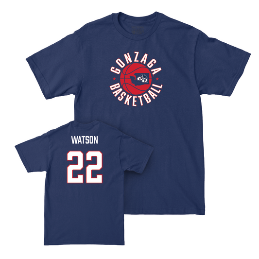 Gonzaga Men's Basketball Navy Hardwood Tee - Anton Watson Small