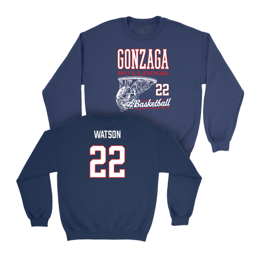 Gonzaga Men's Basketball Navy Hoops Crew - Anton Watson Small