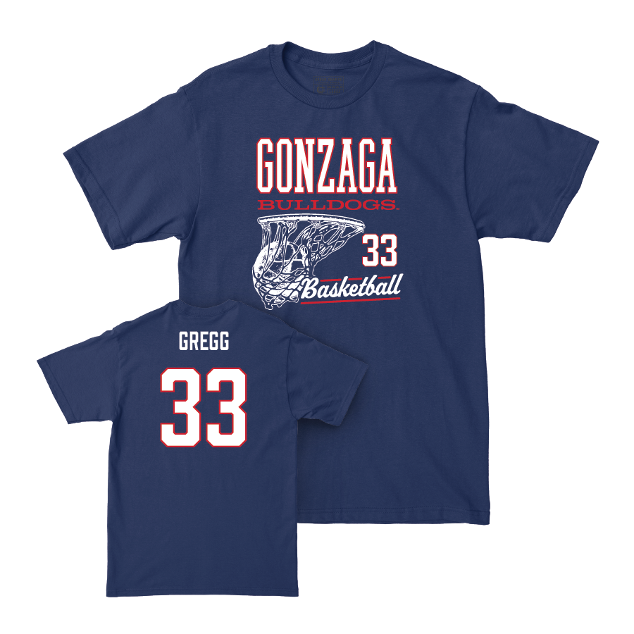 Gonzaga Men's Basketball Navy Hoops Tee - Benjamin Gregg Small