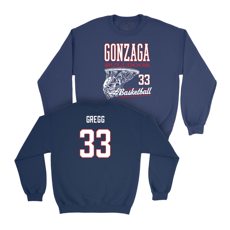 Gonzaga Men's Basketball Navy Hoops Crew - Benjamin Gregg Small