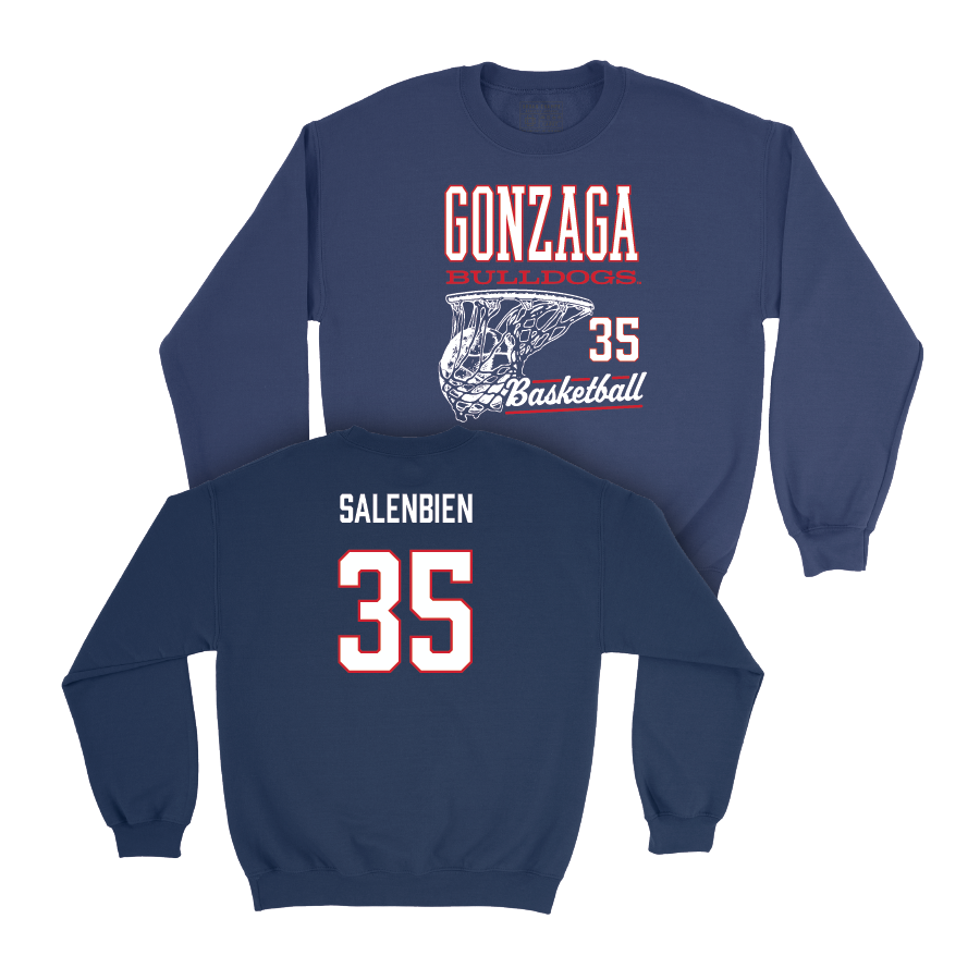 Gonzaga Women's Basketball Navy Hoops Crew - Bree Salenbien Small