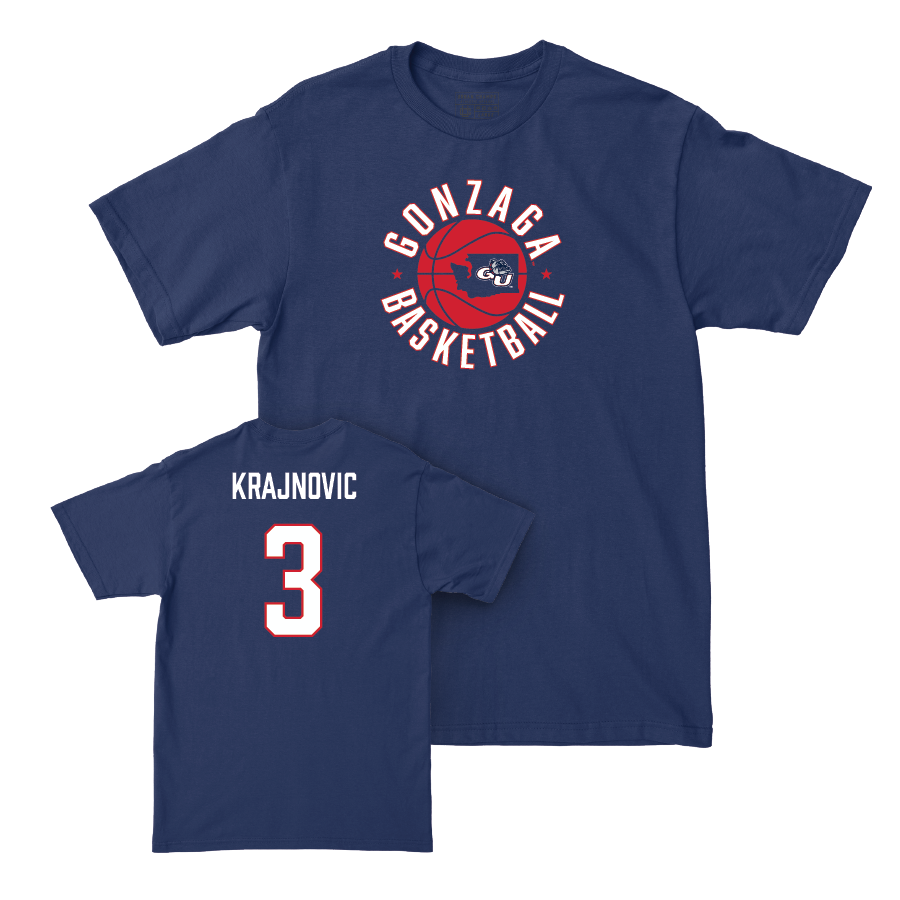 Gonzaga Men's Basketball Navy Hardwood Tee - Luka Krajnovic Small