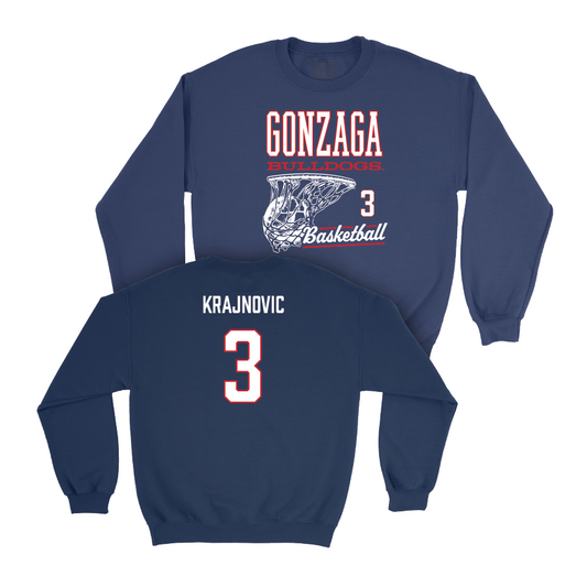 Gonzaga Men's Basketball Navy Hoops Crew - Luka Krajnovic Small