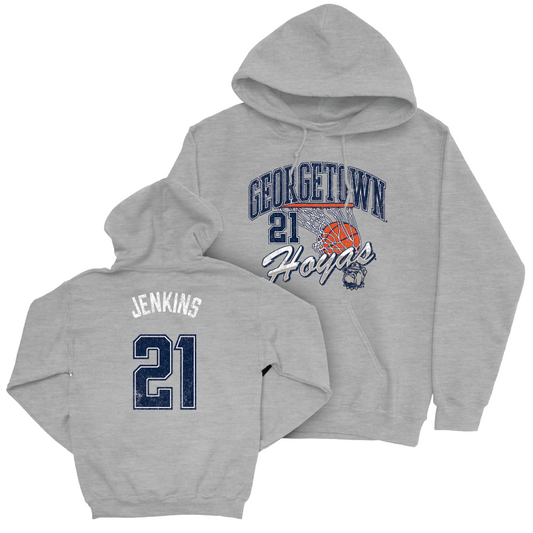 Georgetown Women's Basketball Sport Grey Hardwood Hoodie - Ariel Jenkins Youth Small