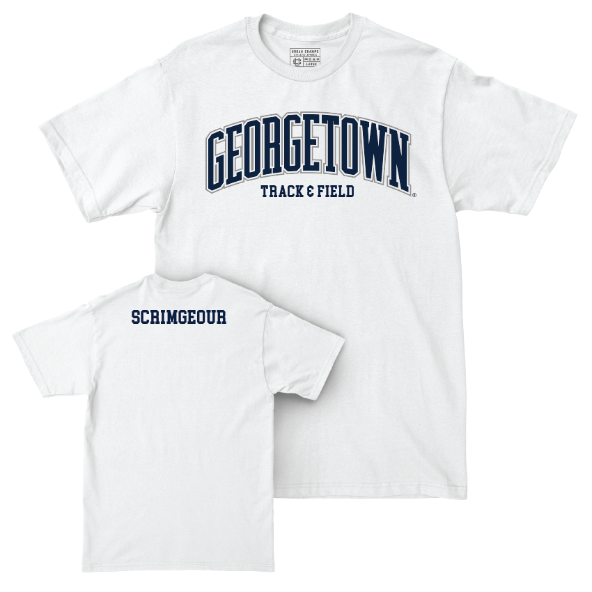 Georgetown Women's Track & Field White Arch Comfort Colors Tee - Chloe Scrimgeour Youth Small