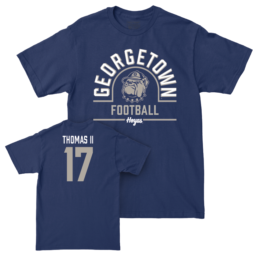 Georgetown Football Navy Classic Tee - Desmonde Thomas II Youth Small