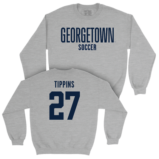 Georgetown Women's Soccer Sport Grey Wordmark Crew - Henley Tippins Youth Small