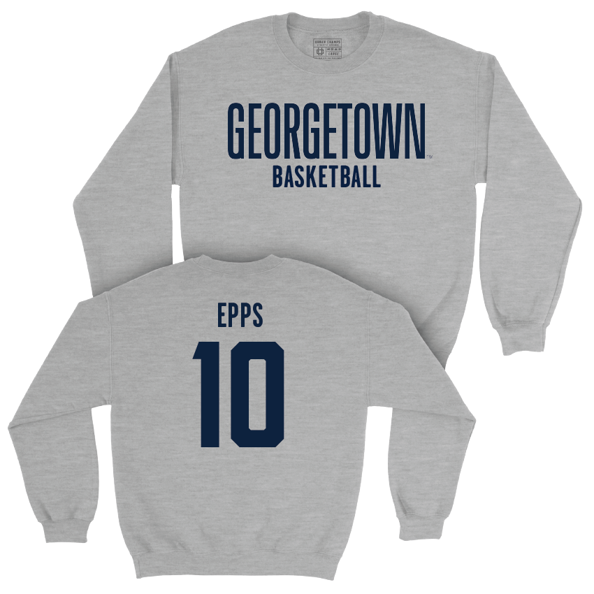 Georgetown Men's Basketball Sport Grey Wordmark Crew - Jayden Epps Youth Small