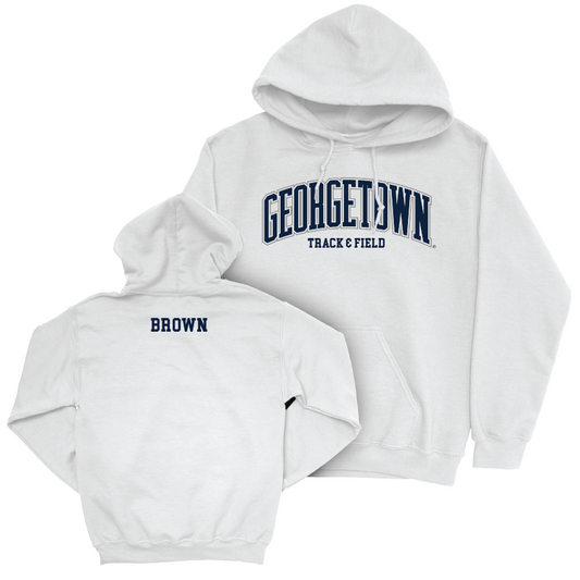 Georgetown Women's Track & Field White Arch Hoodie - Kaira Brown Youth Small