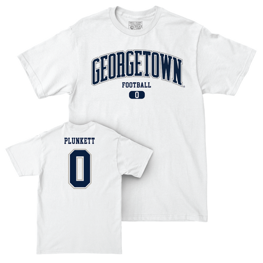 Georgetown Football White Arch Comfort Colors Tee - Matthew Plunkett Youth Small