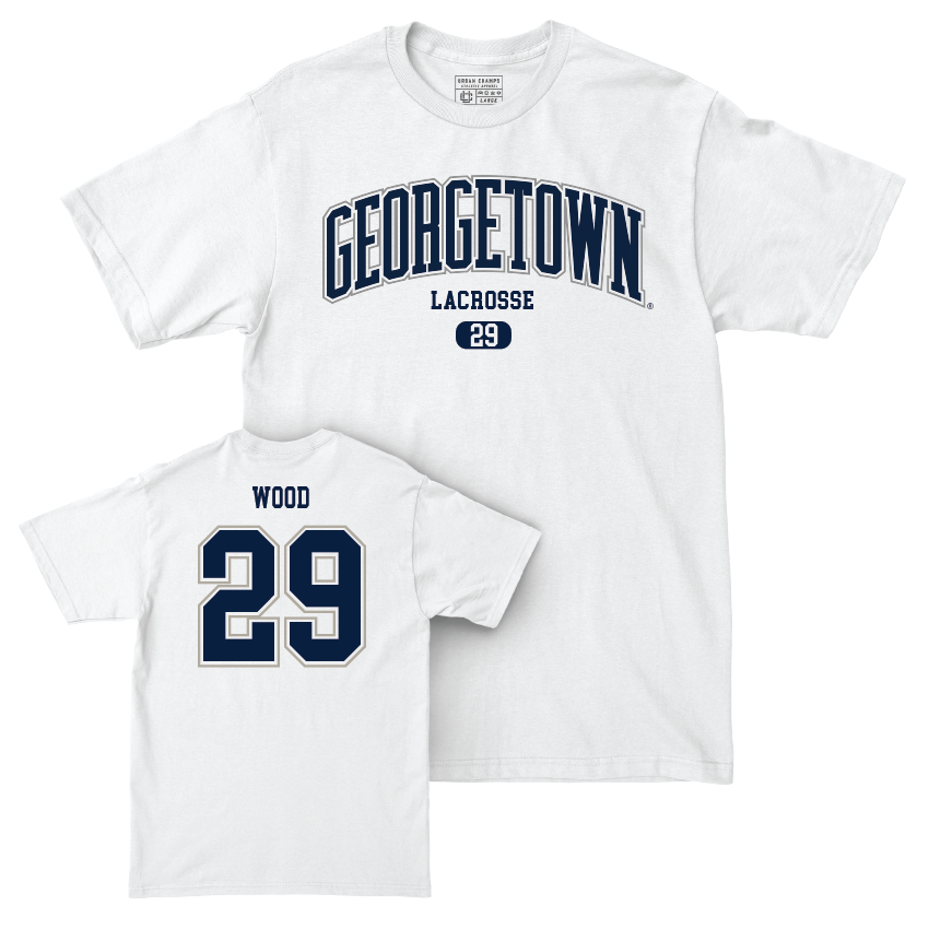 Georgetown Lacrosse White Arch Comfort Colors Tee - Mary Wood Youth Small