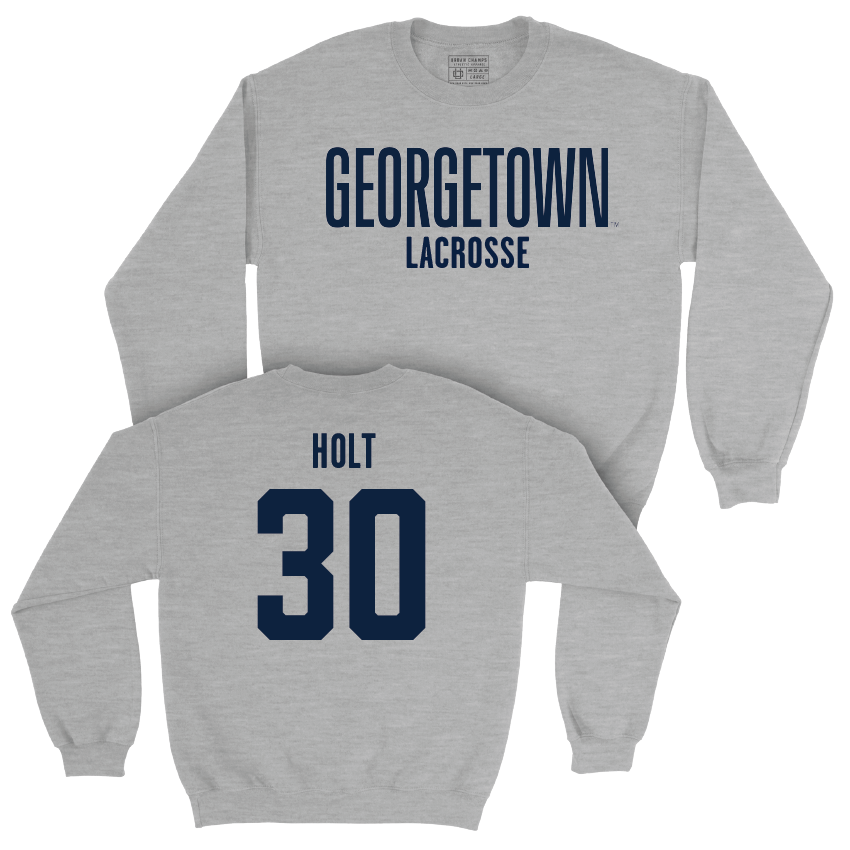 Georgetown Lacrosse Sport Grey Wordmark Crew - Neely Holt Youth Small