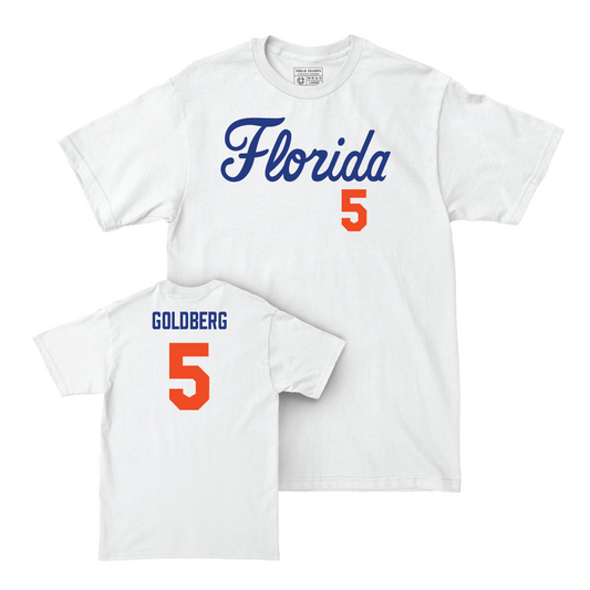 Florida Women's Soccer White Script Comfort Colors Tee   - Alexa Goldberg