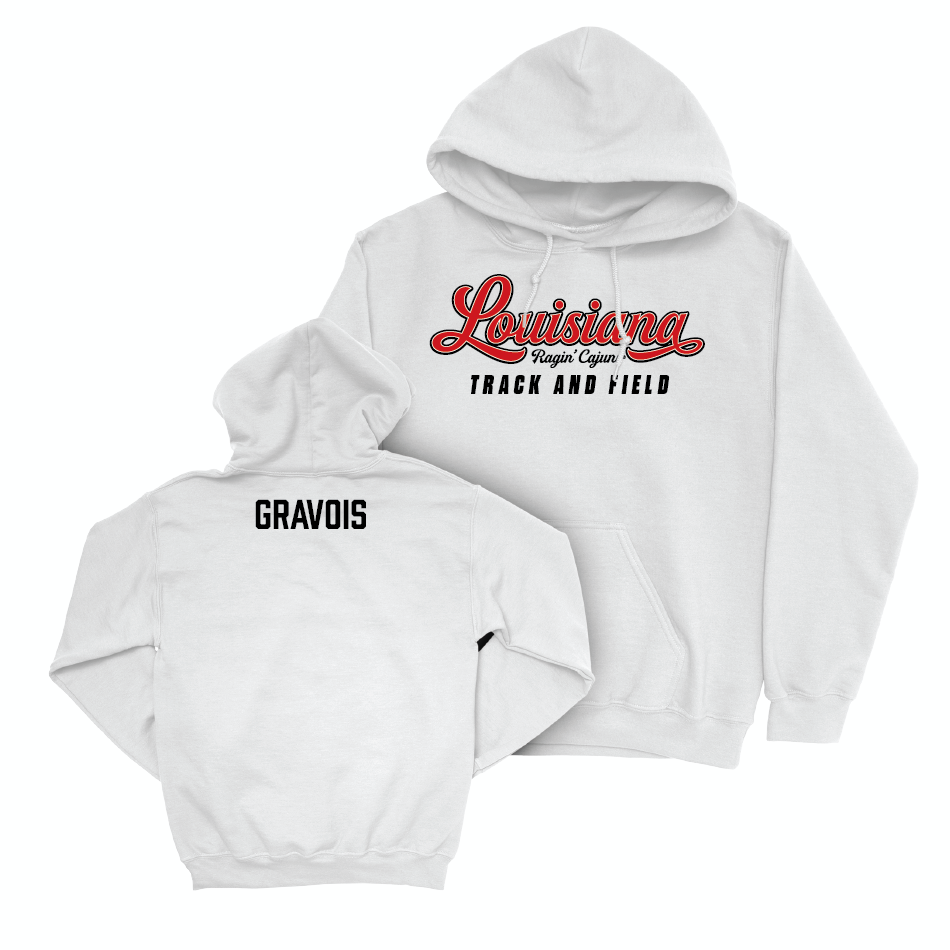 Louisiana Men's Track & Field White Script Hoodie  - Christopher Gravois