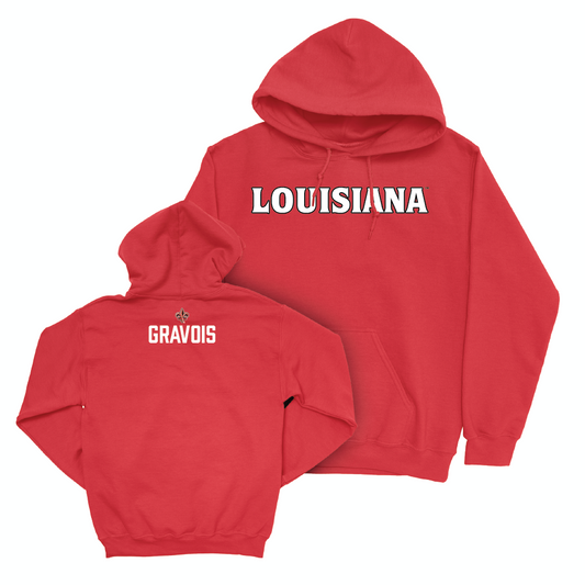 Louisiana Men's Track & Field Red Wordmark Hoodie  - Christopher Gravois