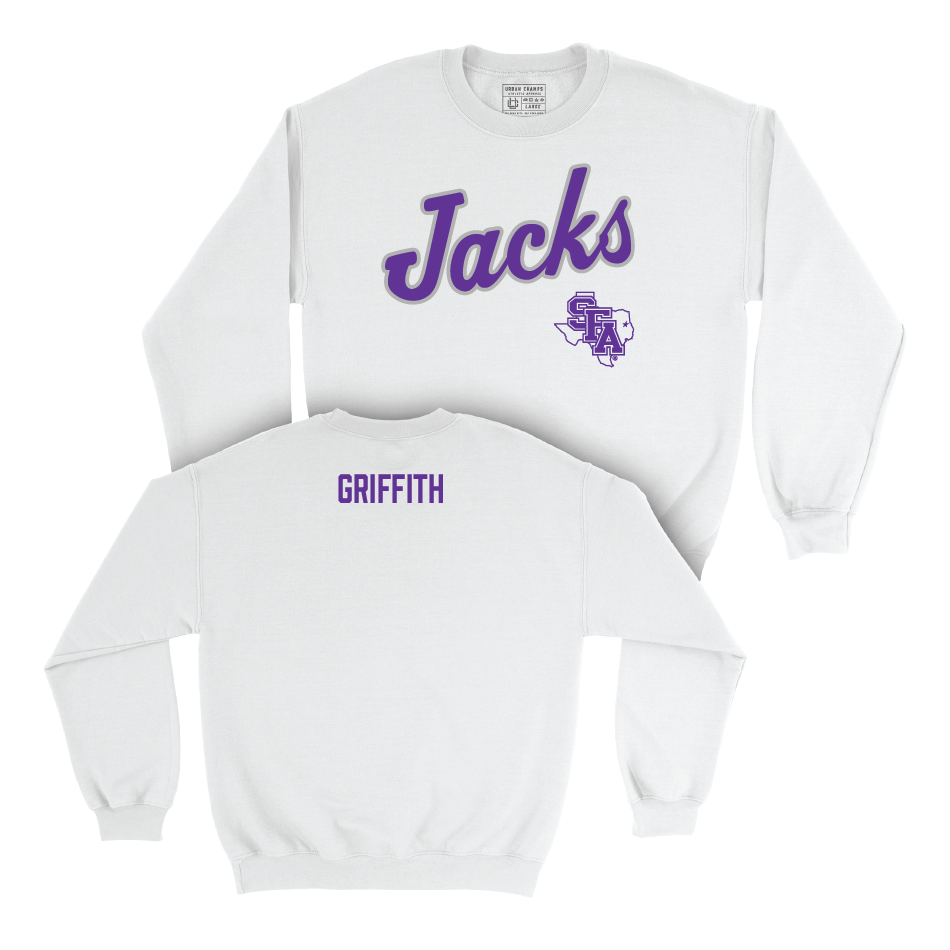 SFA Men's Golf White Script Crew  - Jaxon Griffith