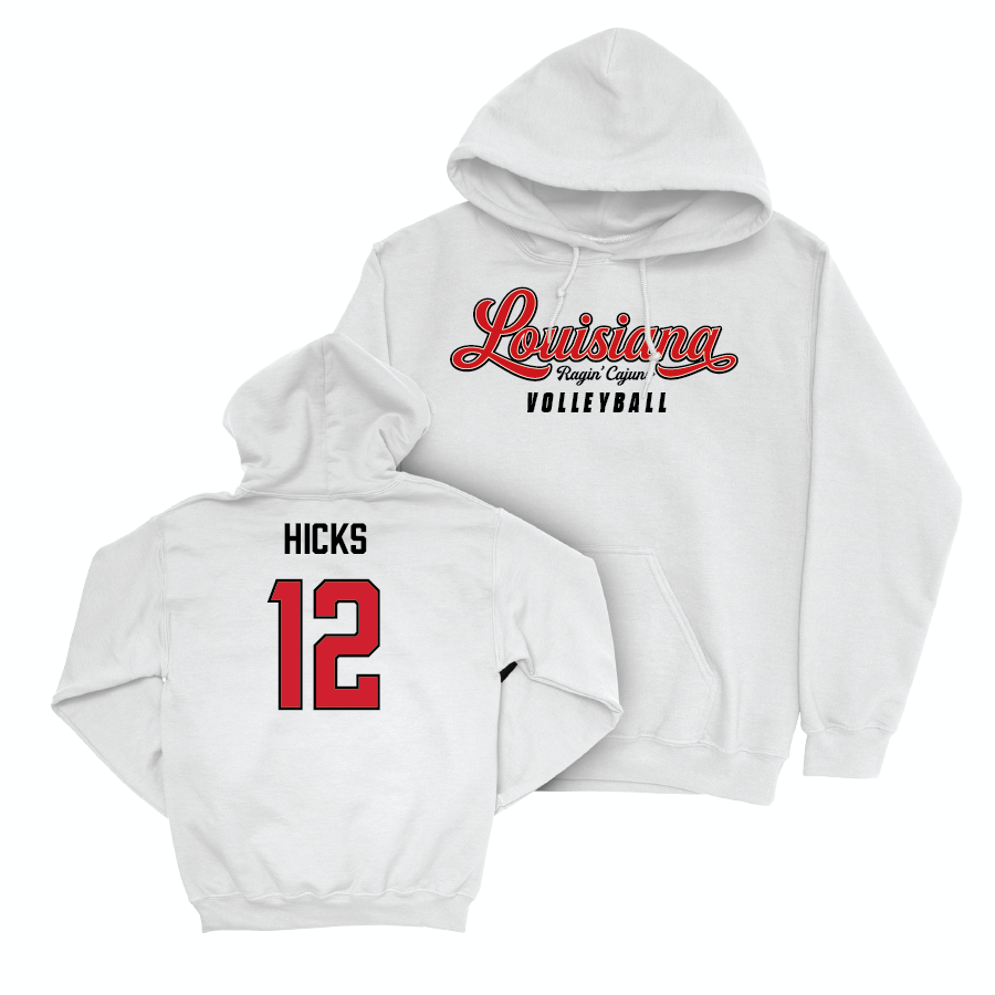 Louisiana Women's Volleyball White Script Hoodie  - Cami Hicks