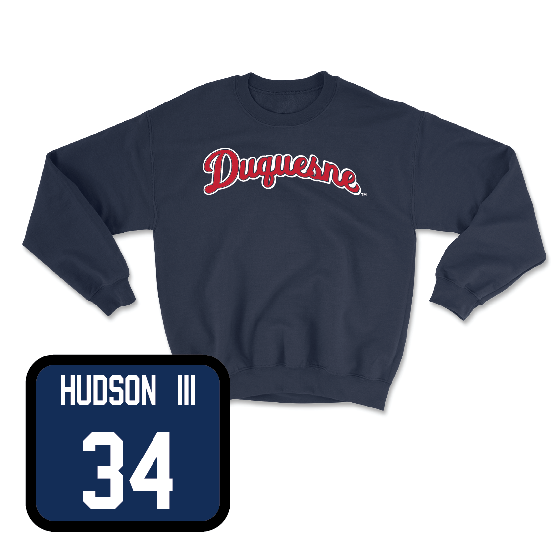 Duquesne Men's Soccer Navy Script Crew - Eddie Hudson III