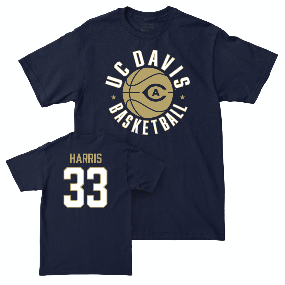 UC Davis Women's Basketball Navy Hardwood Tee - Mazatlan Harris | #33