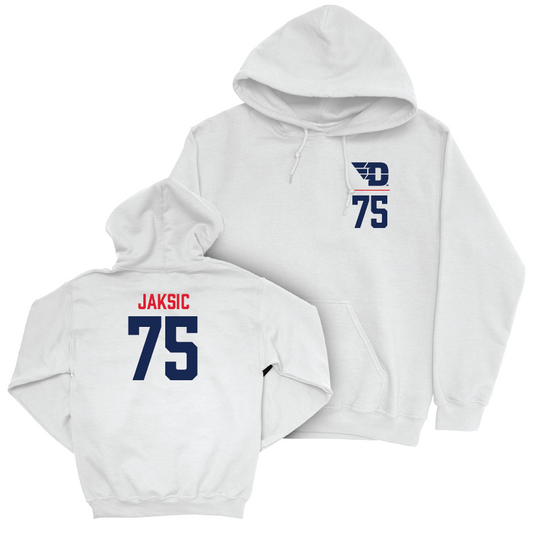 Dayton Football White Logo Hoodie  - Mirko Jaksic