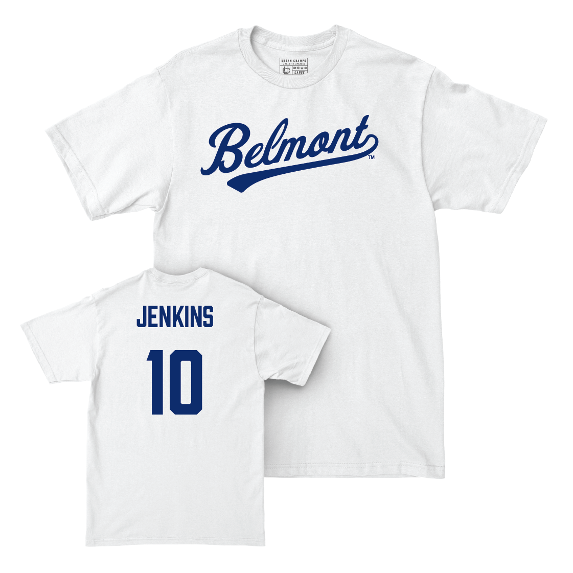 Belmont Men's Basketball White Script Comfort Colors Tee  - Jabez Jenkins