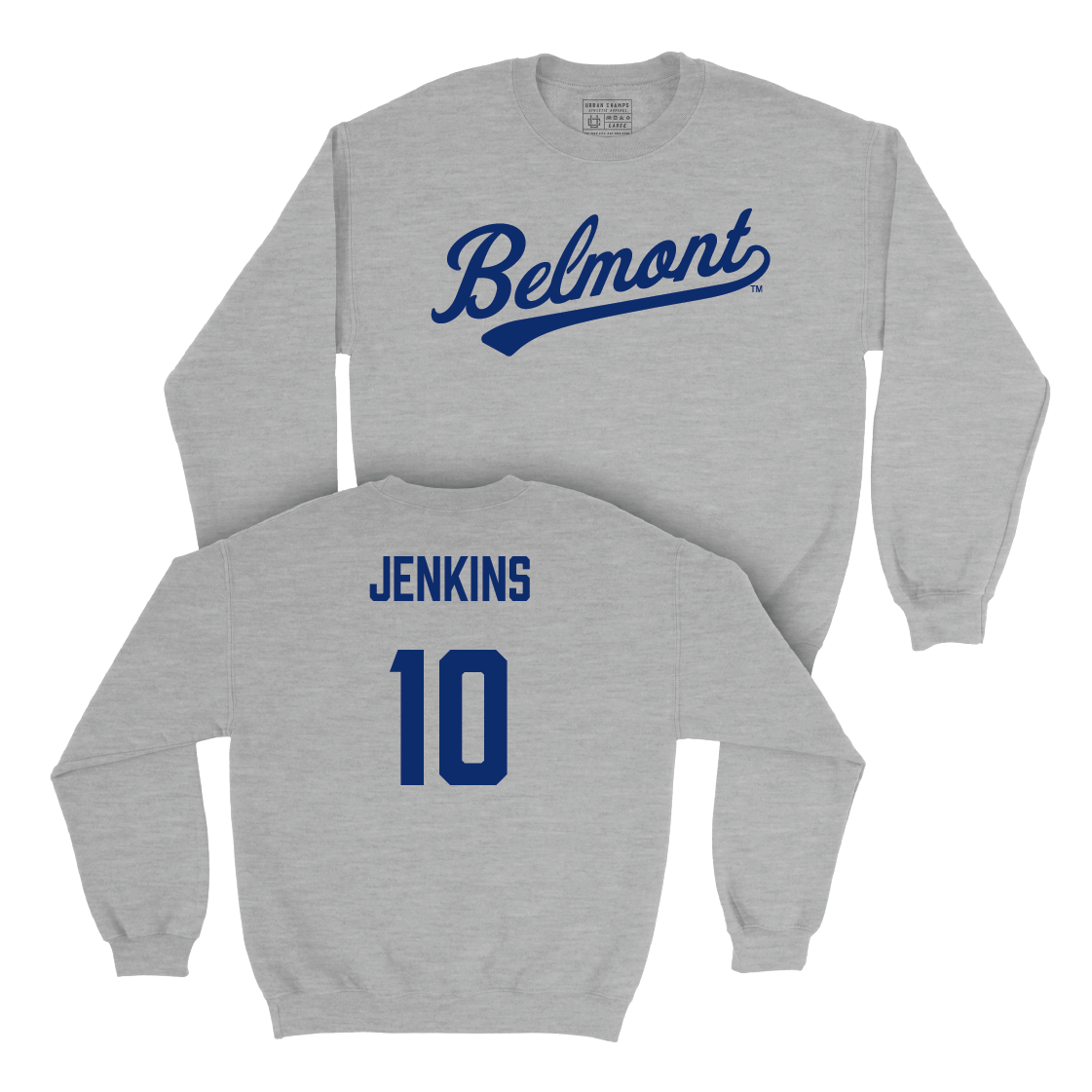 Belmont Men's Basketball Sport Grey Script Crew  - Jabez Jenkins