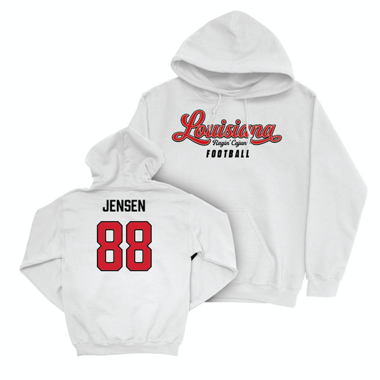 Louisiana Football White Script Hoodie  - Caden Jensen