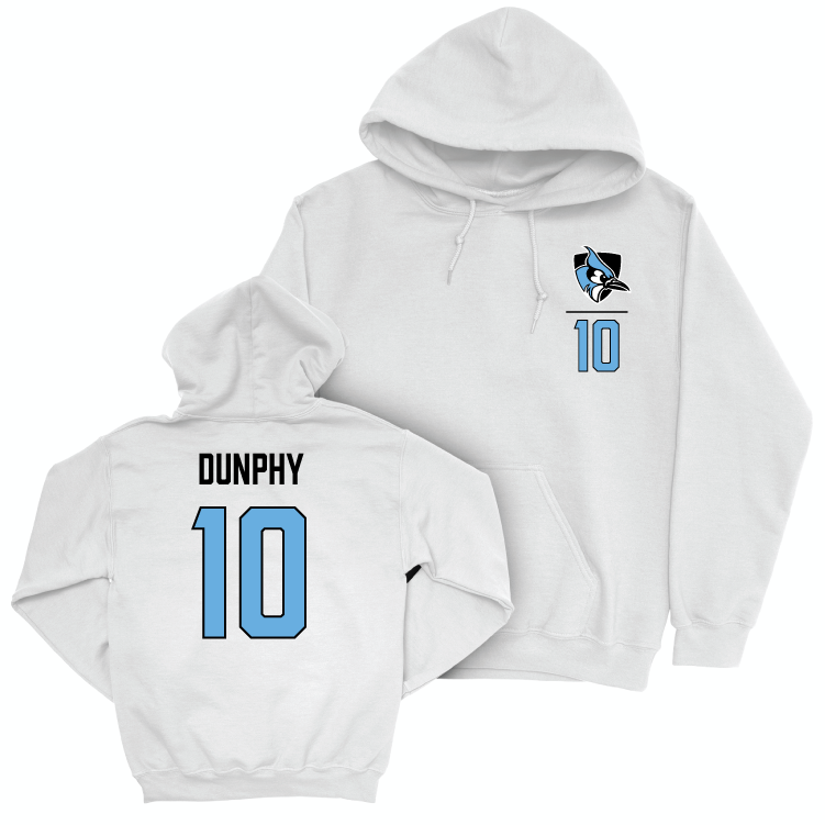 Johns Hopkins Men's Soccer White Logo Hoodie - Aidan Dunphy Small