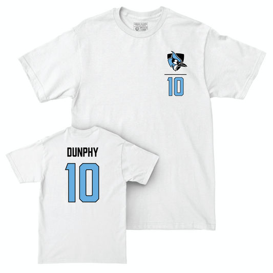 Johns Hopkins Men's Soccer White Logo Comfort Colors Tee - Aidan Dunphy Small